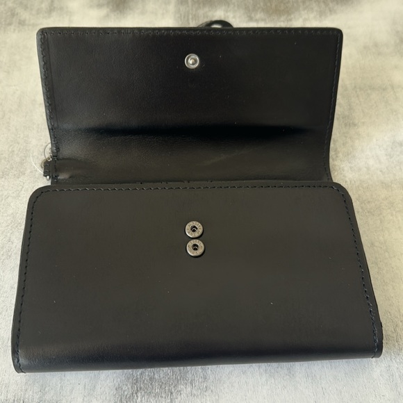 PATRICIA NASH Leather Marsiliana Mirror Wristlet Wallet Black